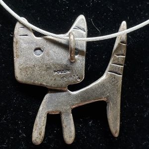Vintage Mark Poulin 925 Silver Cat Necklace